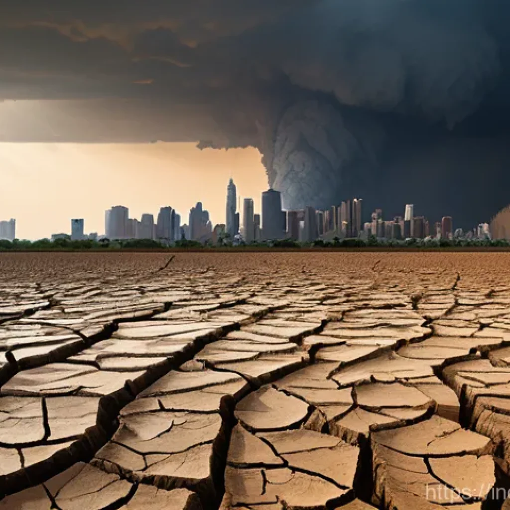 사회책임 투자와 기후변화 대응 - An impactful, realistic image depicting the urgent realities of climate change and its direct effect...