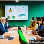Home 19 사회책임 투자 관련 커뮤니티와 네트워킹 - A diverse group of socially responsible investors gathered in a modern conference room, actively eng...